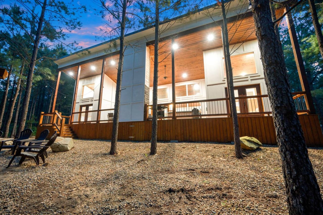 Sunsets hit different when you're nestled in the forest.