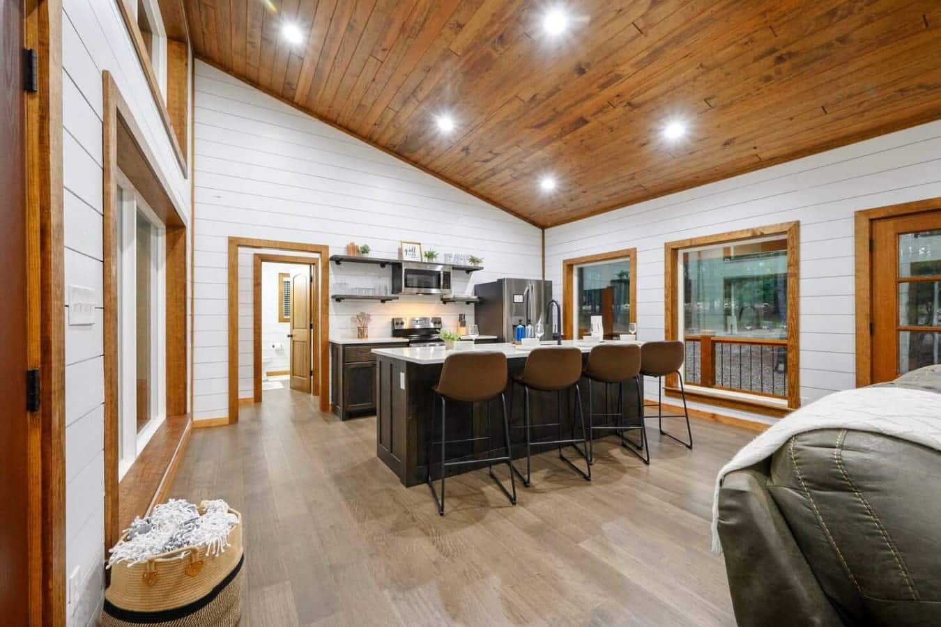 Whip up something delicious or just sip wine at the bar this kitchen is made for both.