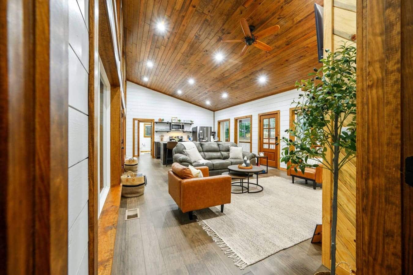 Open floor plan, cozy cabin vibes, and all the comforts of home.