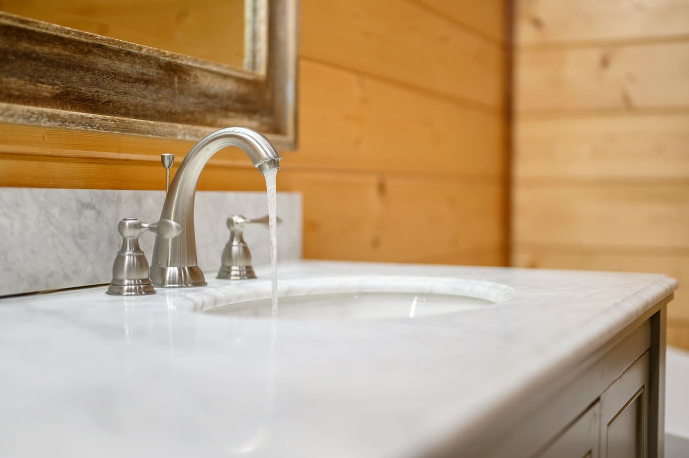 Clean and bright sink area designed for easy morning routines.