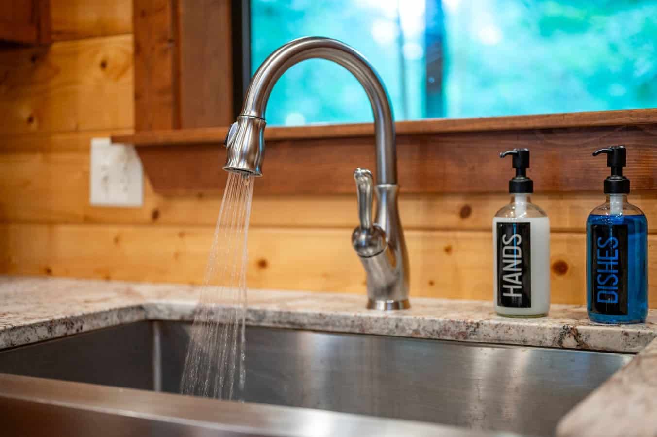 Spacious kitchen sink perfect for prep and cleanup.