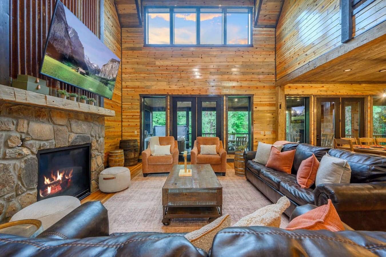 Warm up by the fire and unwind in rustic luxury.