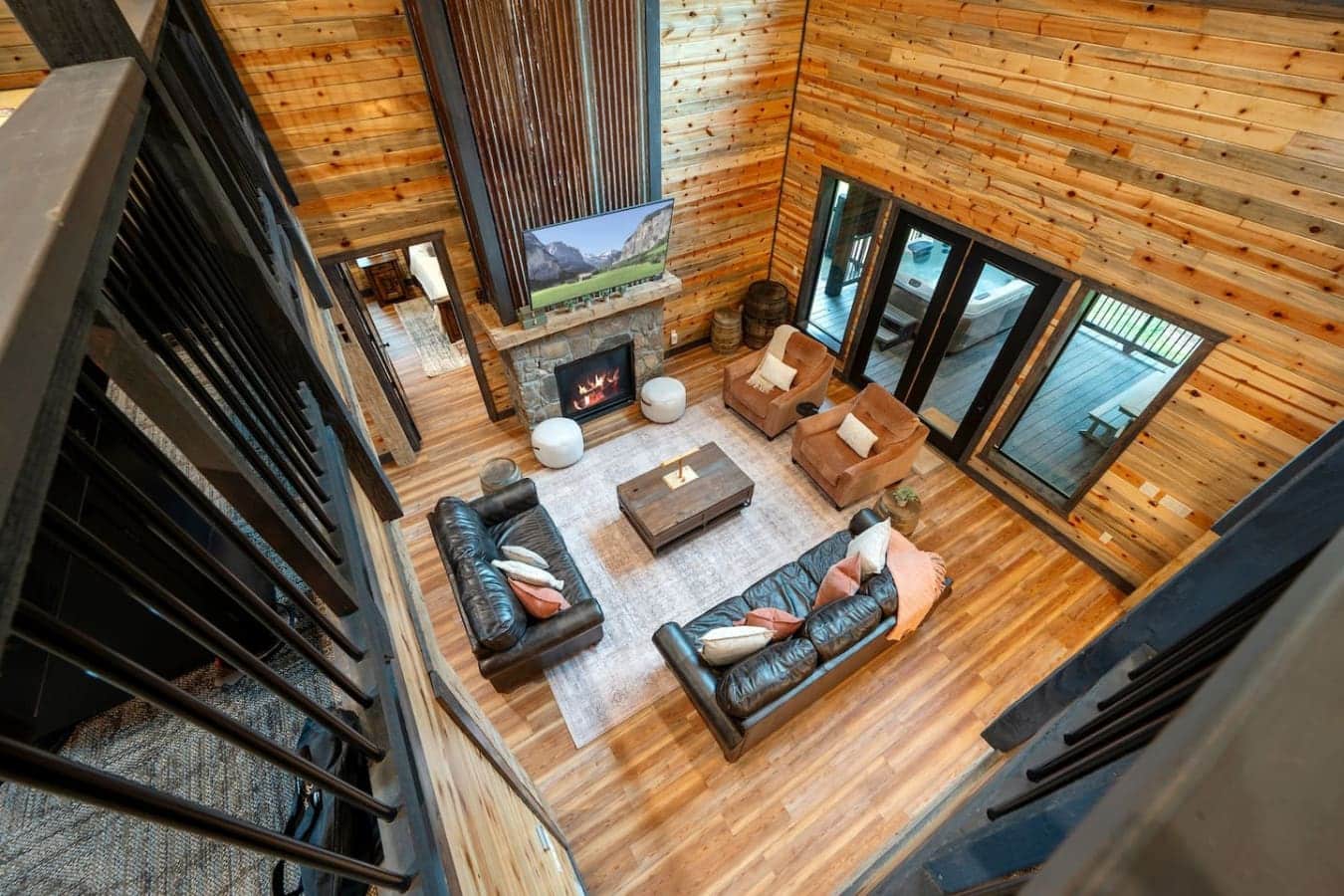 Soaring ceilings, glowing firelight, and room for everyone to gather.