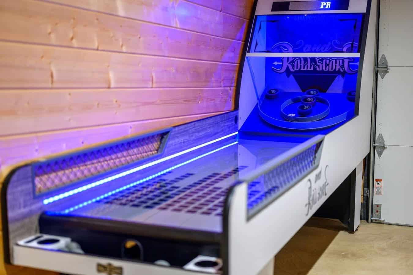 Nostalgia meets neon in the coolest corner of the cabin.
