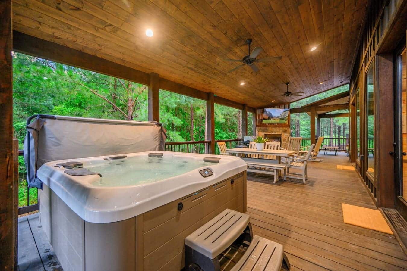 Soak, sip, and stay awhile your forest-view escape is calling.