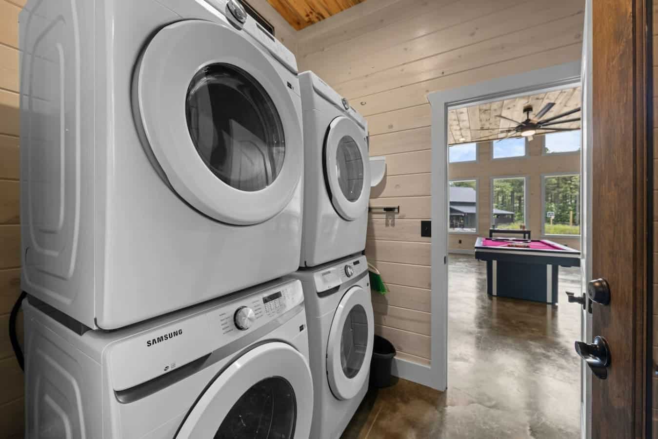 Two washers, two dryers — perfect for big groups and longer stays.