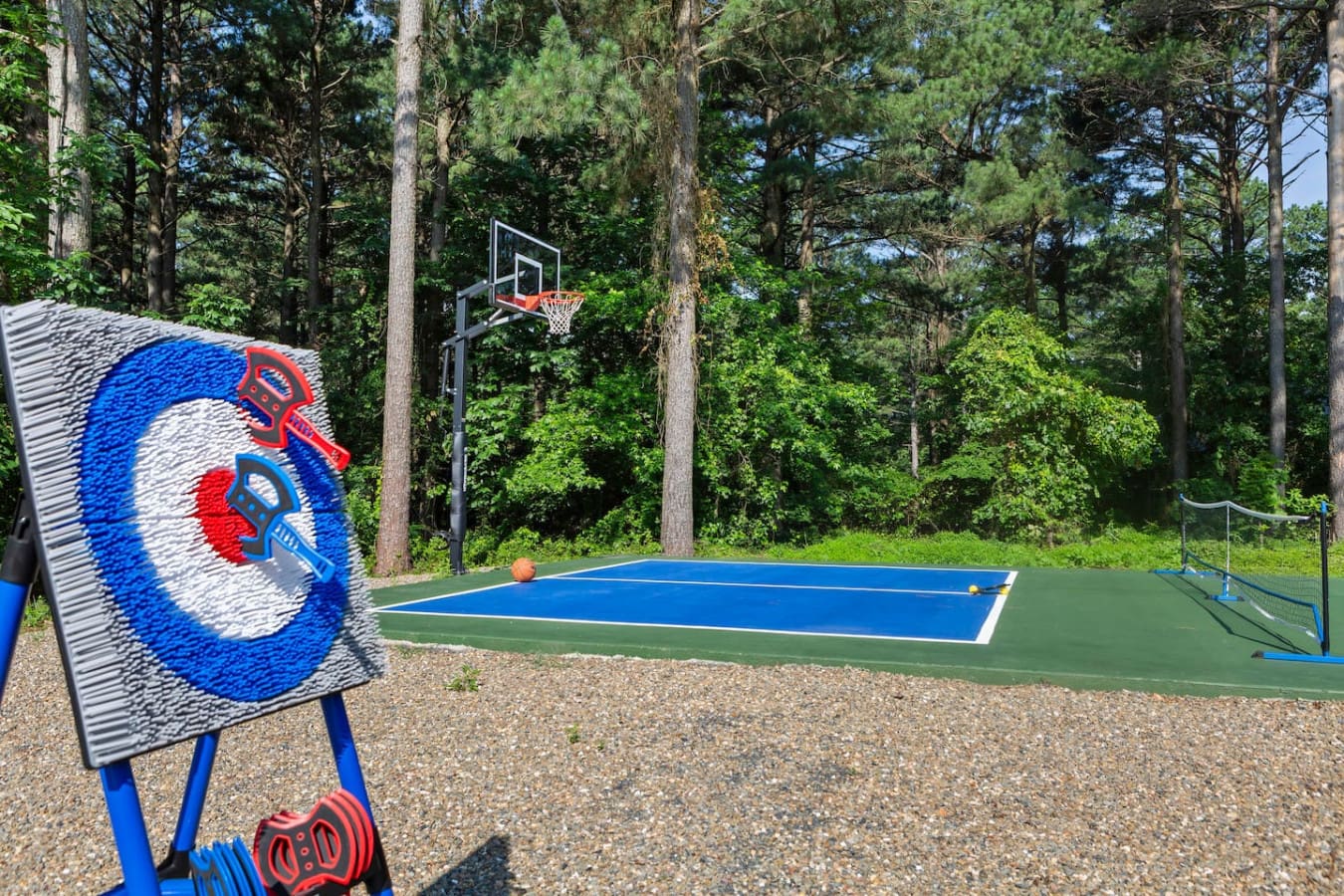 Test your aim with axe throwing, shoot hoops, or serve up a game of pickleball — all just steps from your door.