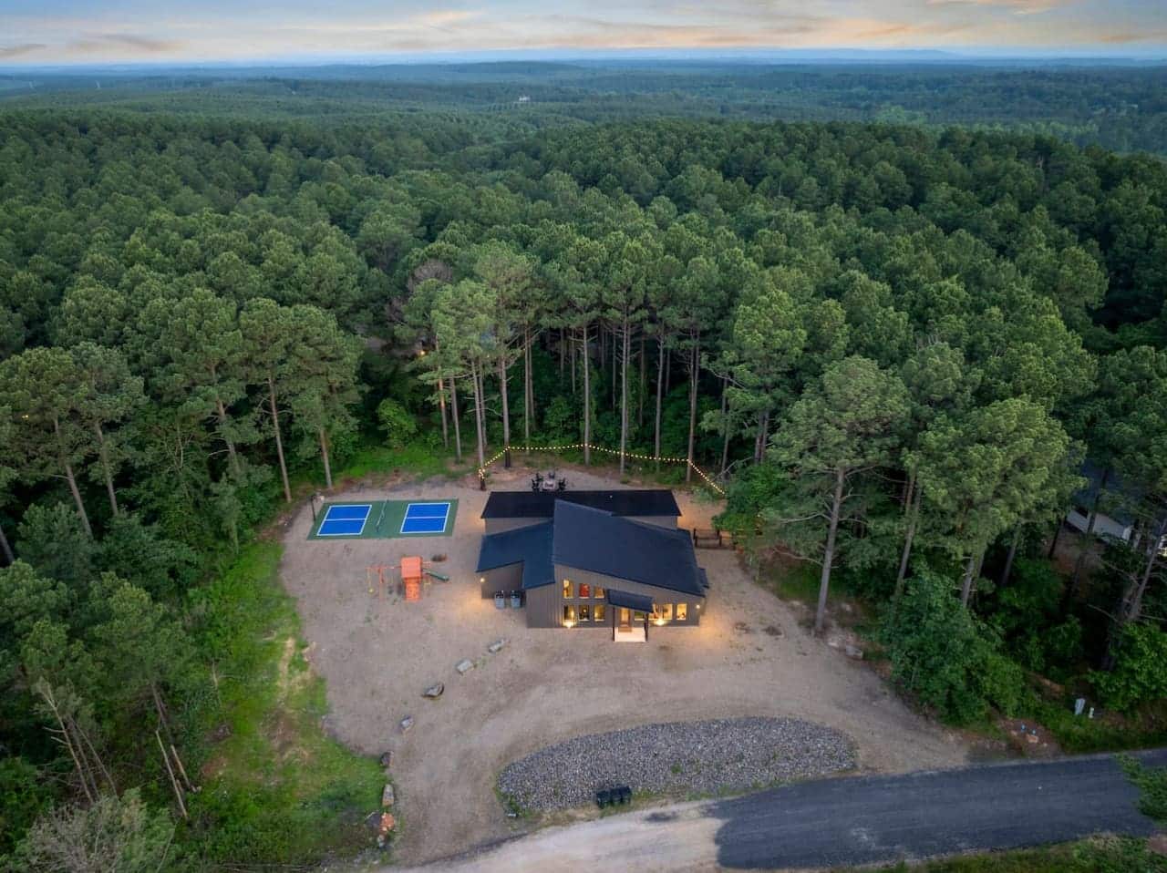 Two pickleball courts, a fire pit, outdoor games, and room to roam. This isn’t just a cabin—it’s your private retreat.