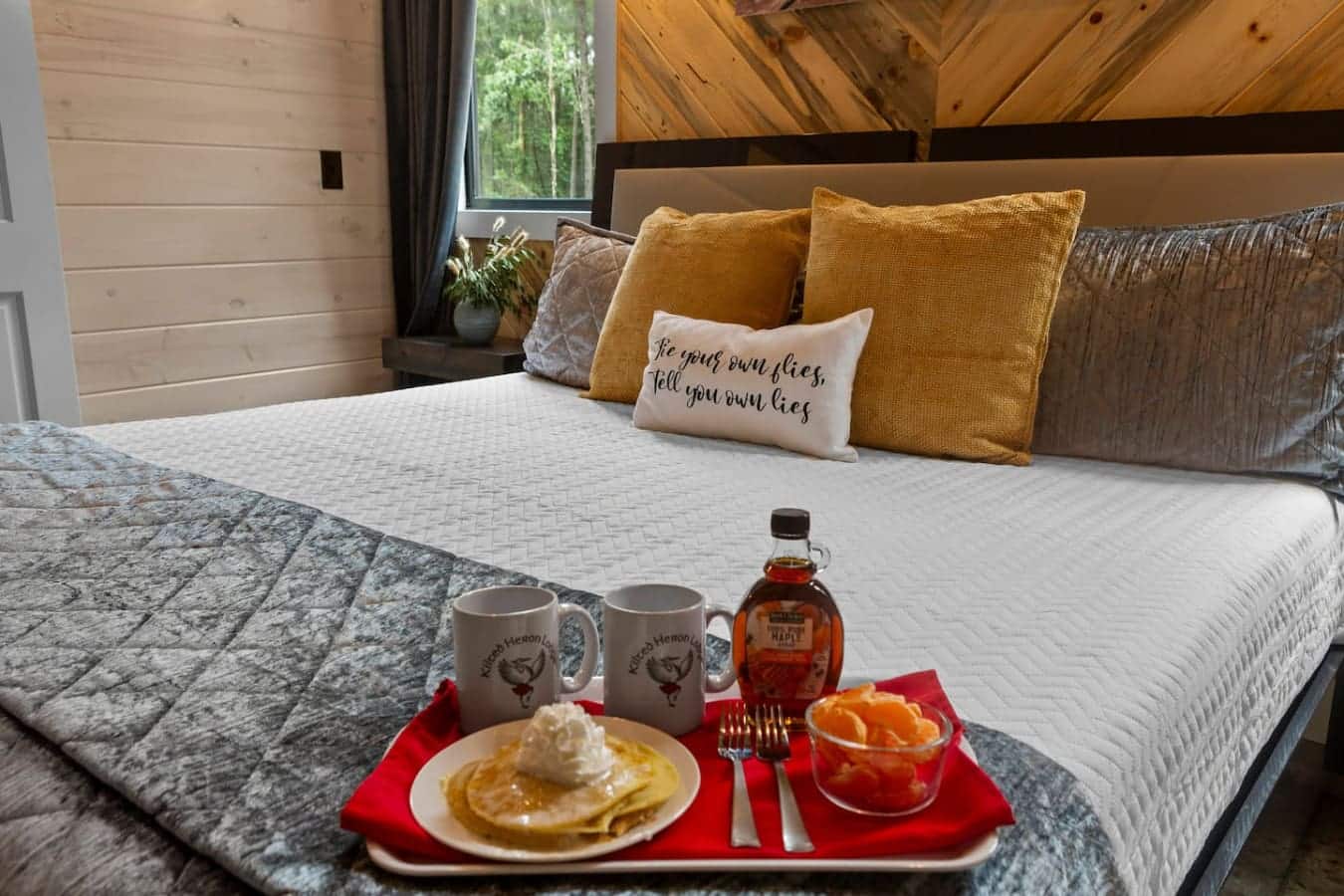 Wake up to cozy comfort, a hearty breakfast, and a touch of humor.