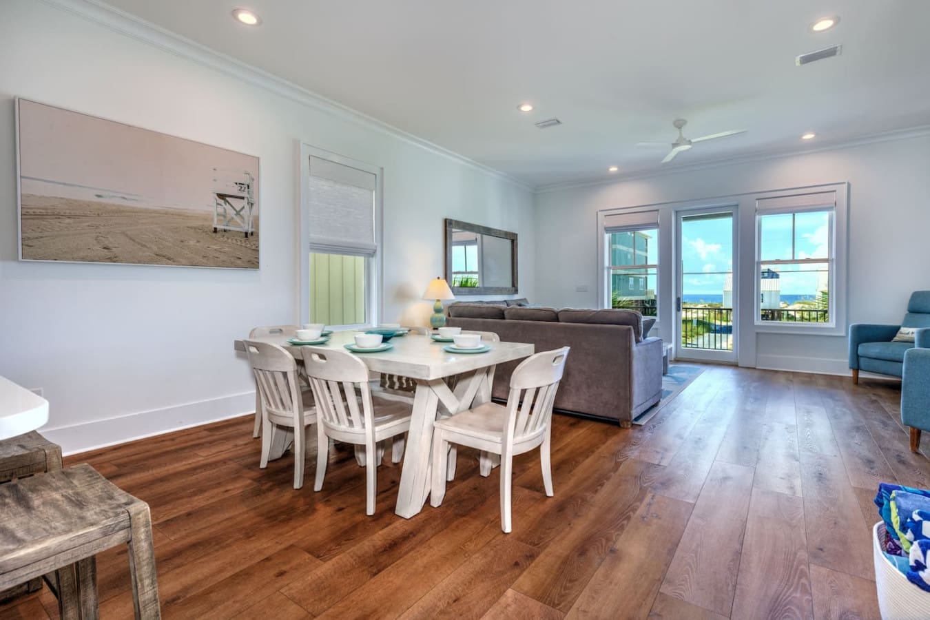 This open-concept living space totally gets it—dining, lounging, and those killer ocean views all happening in one spot, so you're basically living in the view the whole time.
