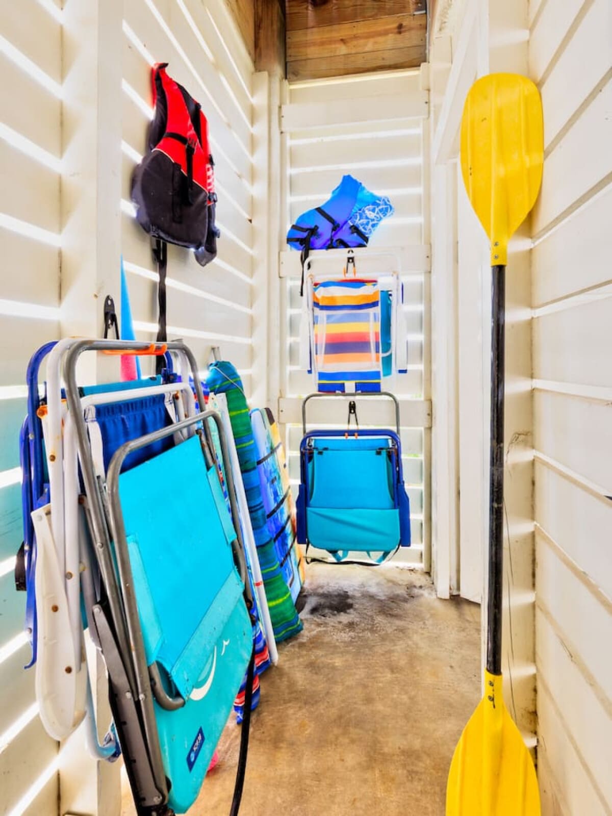 If you're planning a beach trip, you'll want this storage closet—it's basically a gear lover's dream with enough room to stash all your water sports equipment without it taking over your whole rental.