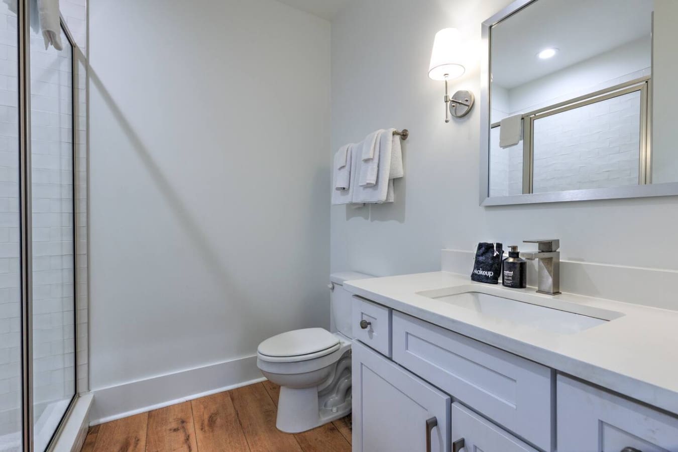 This bathroom is basically your own spa moment—clean, bright, and spacious enough that getting ready actually feels like part of the relaxation rather than a chore.