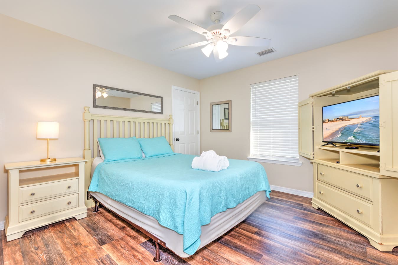 A cozy, restful space after a day in the sun.