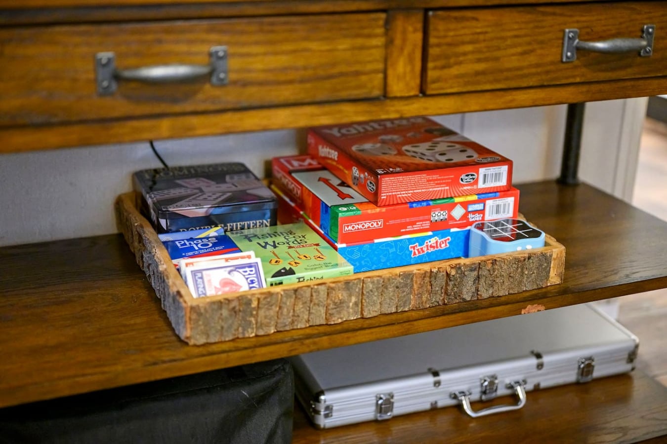 Classic board games and cards for family fun.