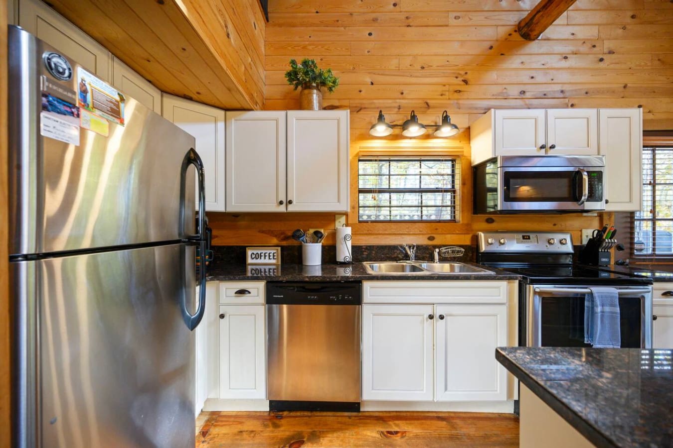 Convenient refrigerator available for storing drinks, snacks, and groceries during your stay.
