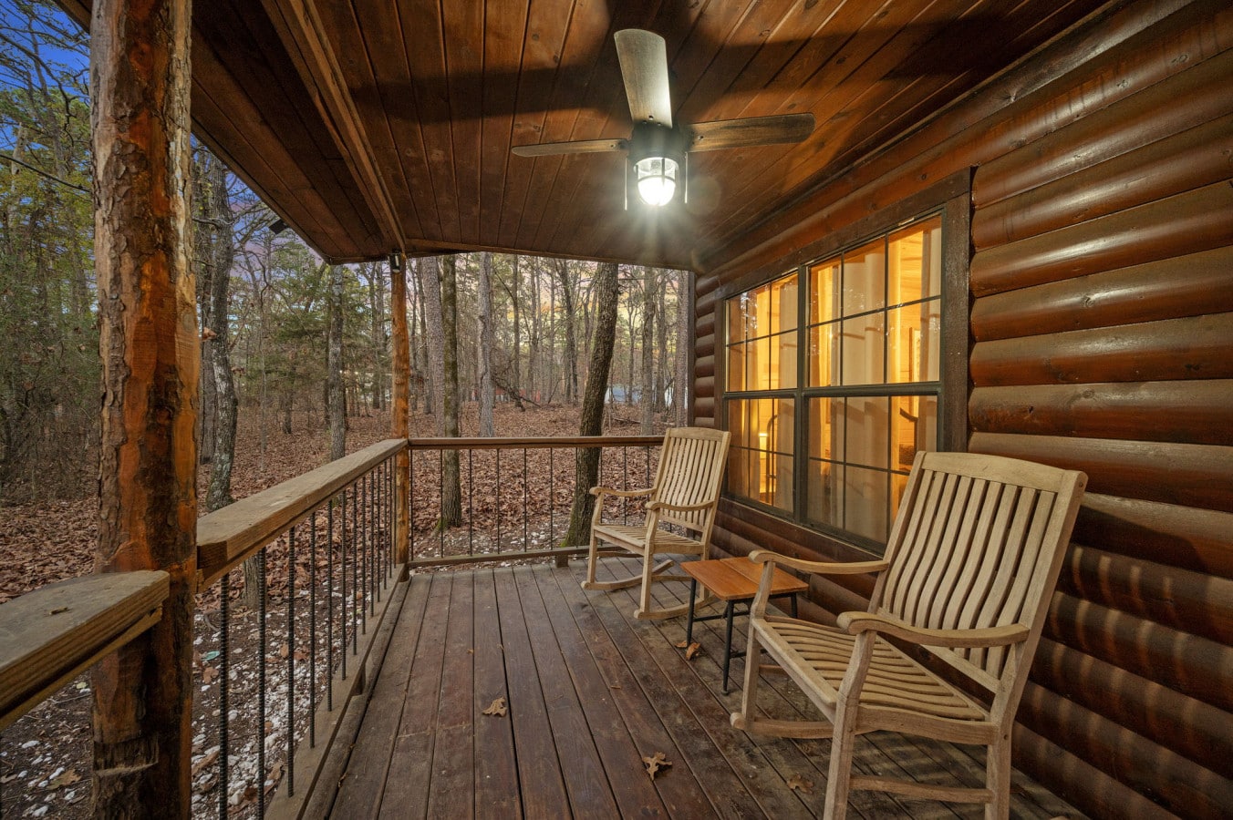Relax in the rocking chairs and enjoy the peaceful surroundings, fresh air, and beautiful outdoor views.