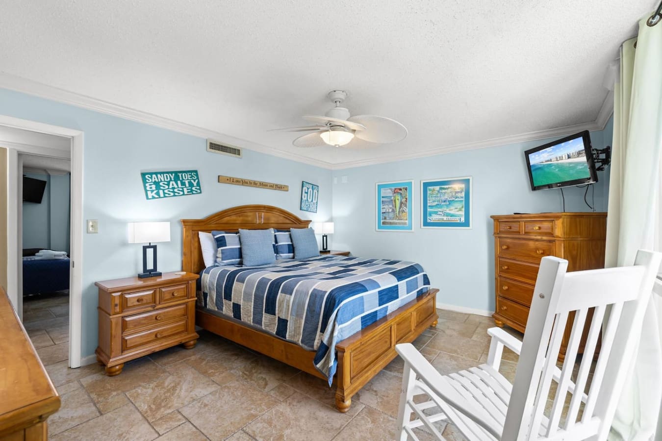 Rocking chair in the room, perfect for relaxing while enjoying the coastal view and peaceful surroundings.