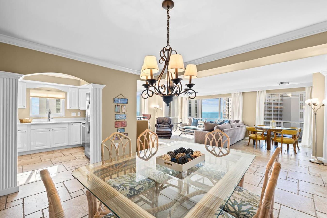 Elegant chandelier lighting adding a touch of sophistication and warmth to the space, enhancing the overall ambiance.