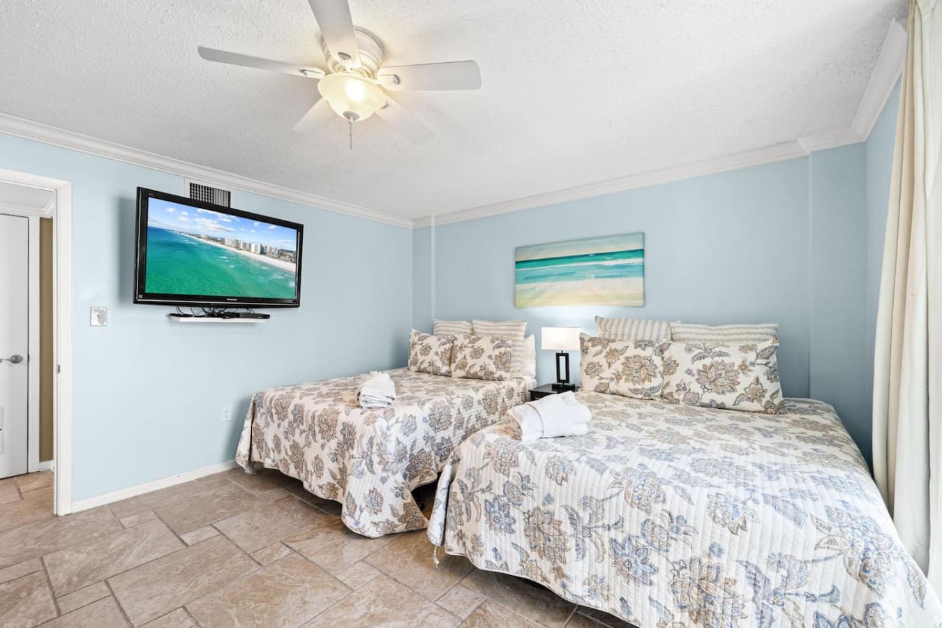 Two comfortable beds providing flexible sleeping arrangements, ideal for families or groups sharing the space.