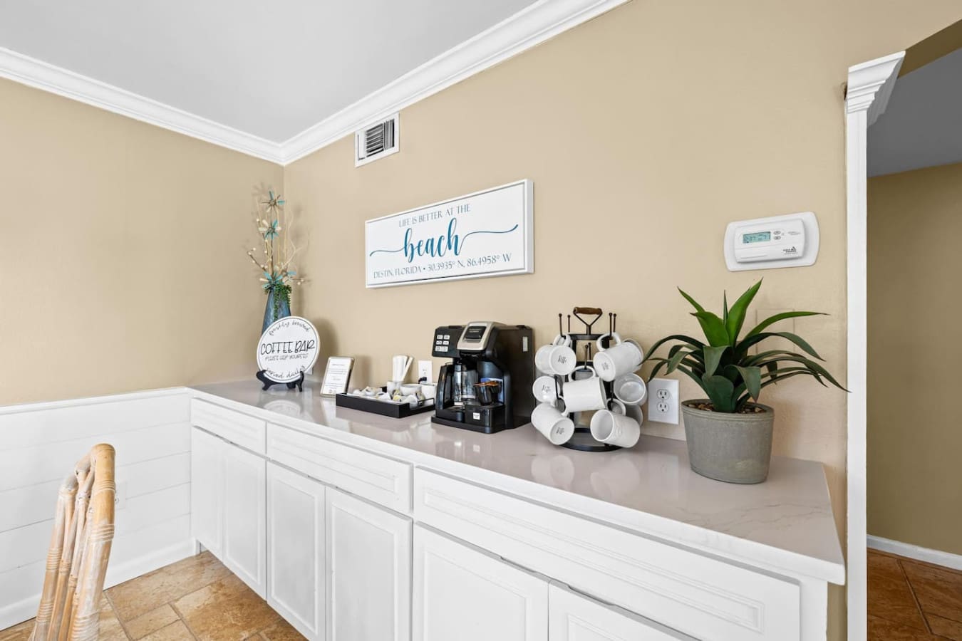 Wake up and enjoy the inviting aroma of freshly brewed morning coffee, the perfect way to start your day.