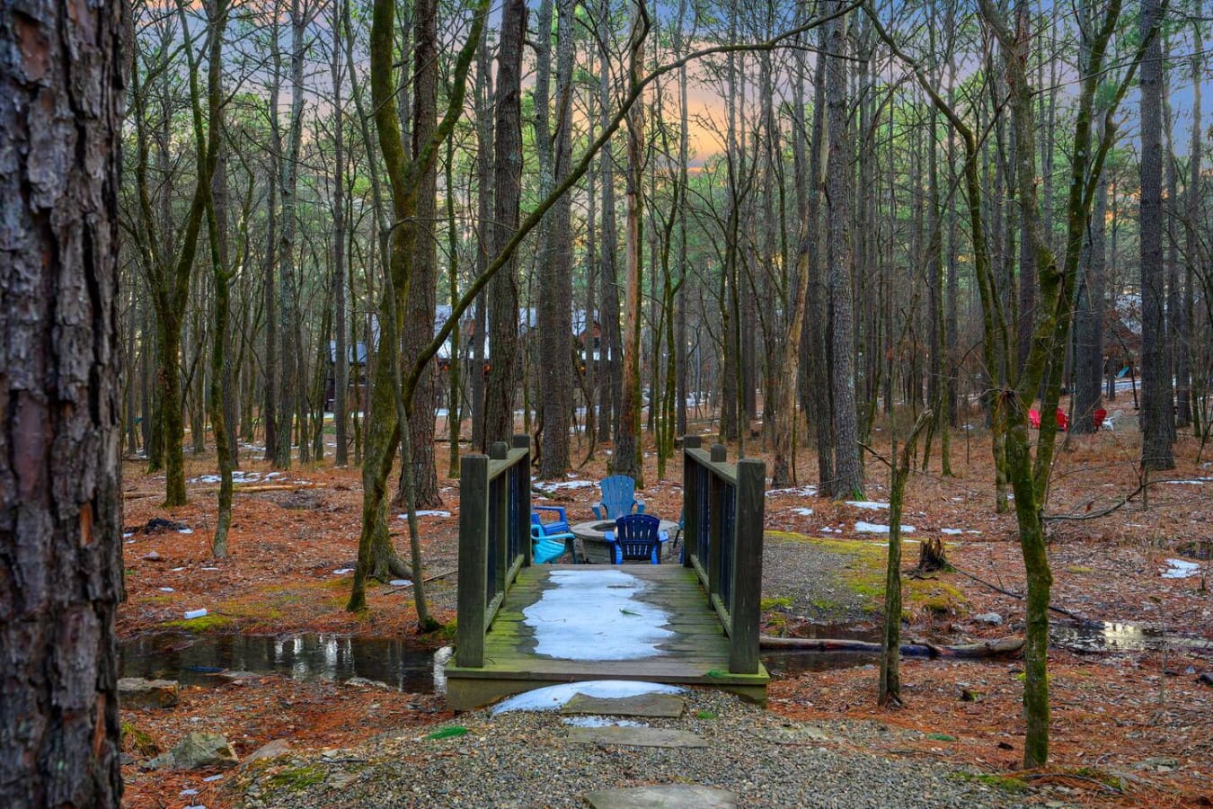 Perfect spot to unwind surrounded by towering trees and your own private boardwalk right to the water.