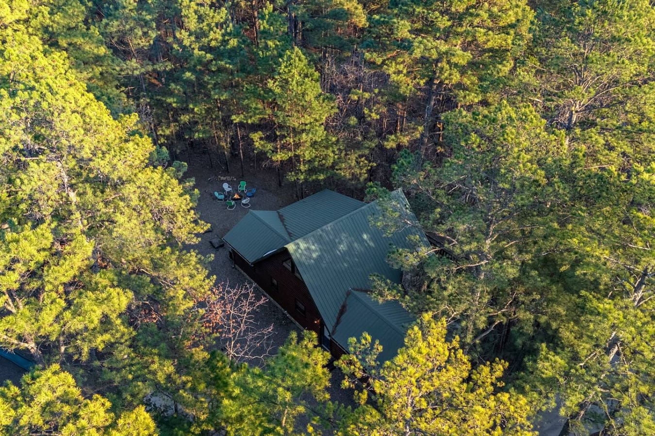 This secluded cabin is nestled deep in the forest with direct water access and a peaceful clearing for morning coffee.