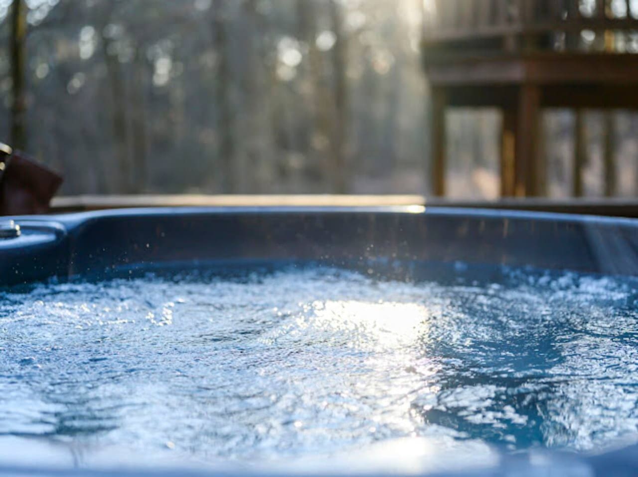 Nothing beats soaking in a hot tub with those peaceful courtyard views and natural light.