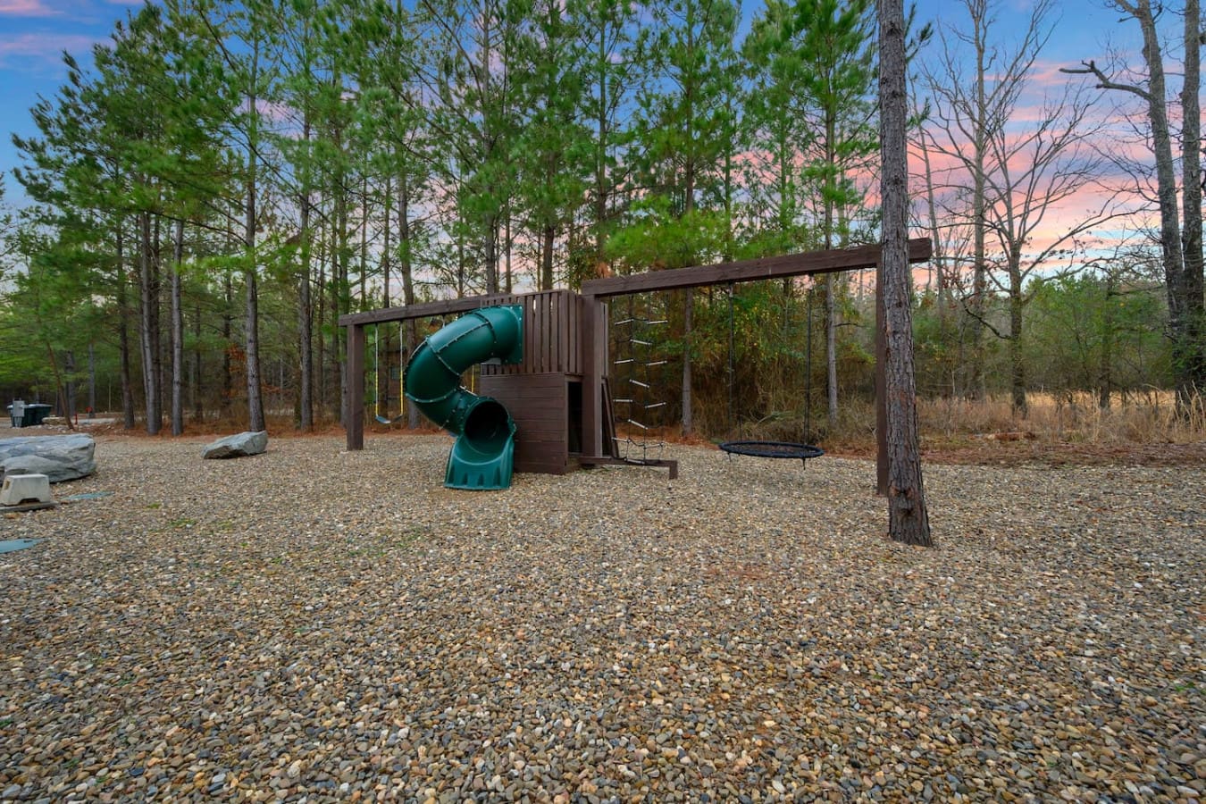 Your own private playground nestled in the pines with plenty of space for the kids to burn off some energy.