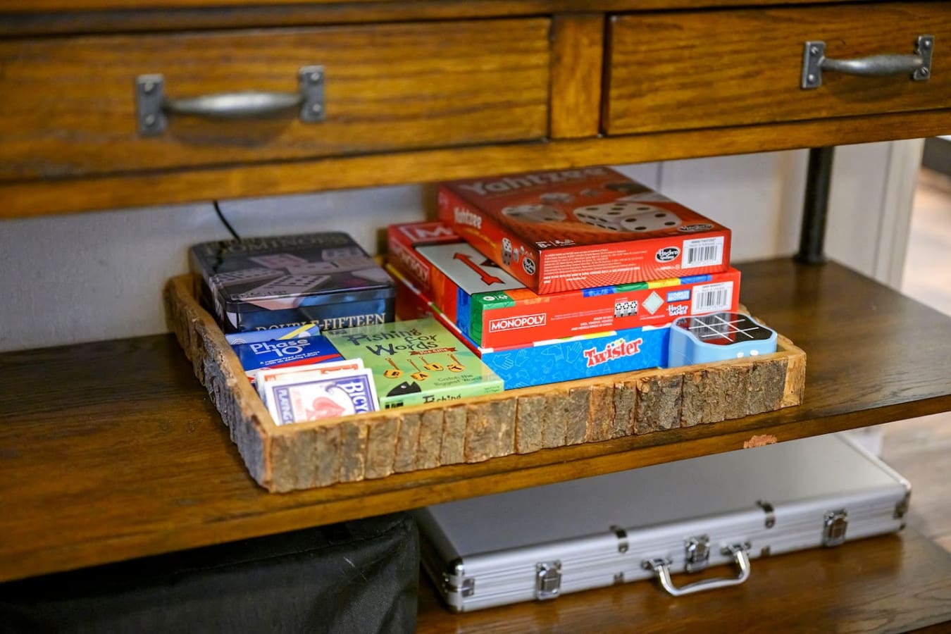 Classic board games and cards for family fun.