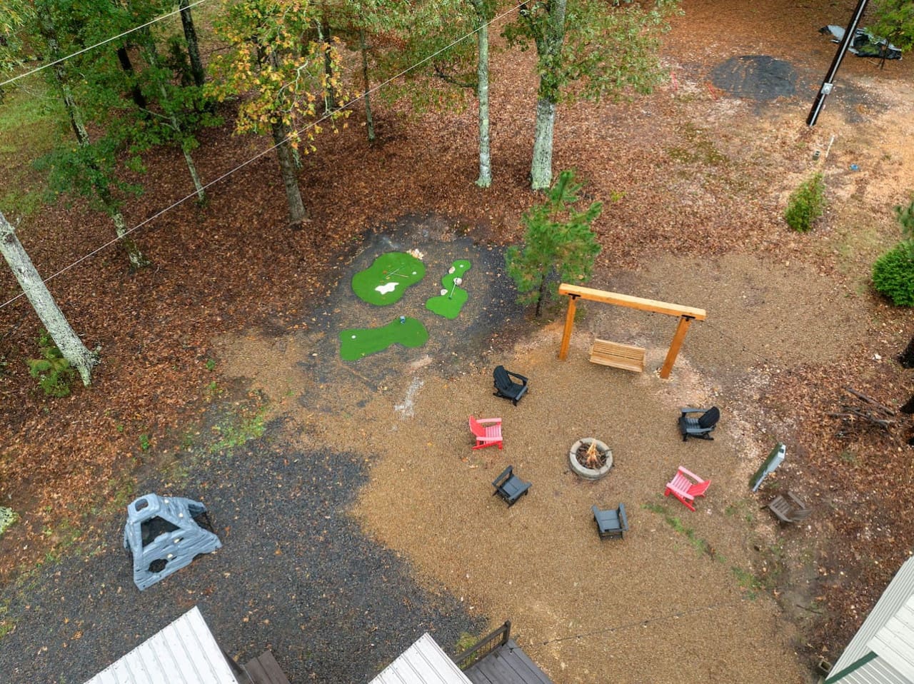 Aerial view of our outdoor entertainment area.