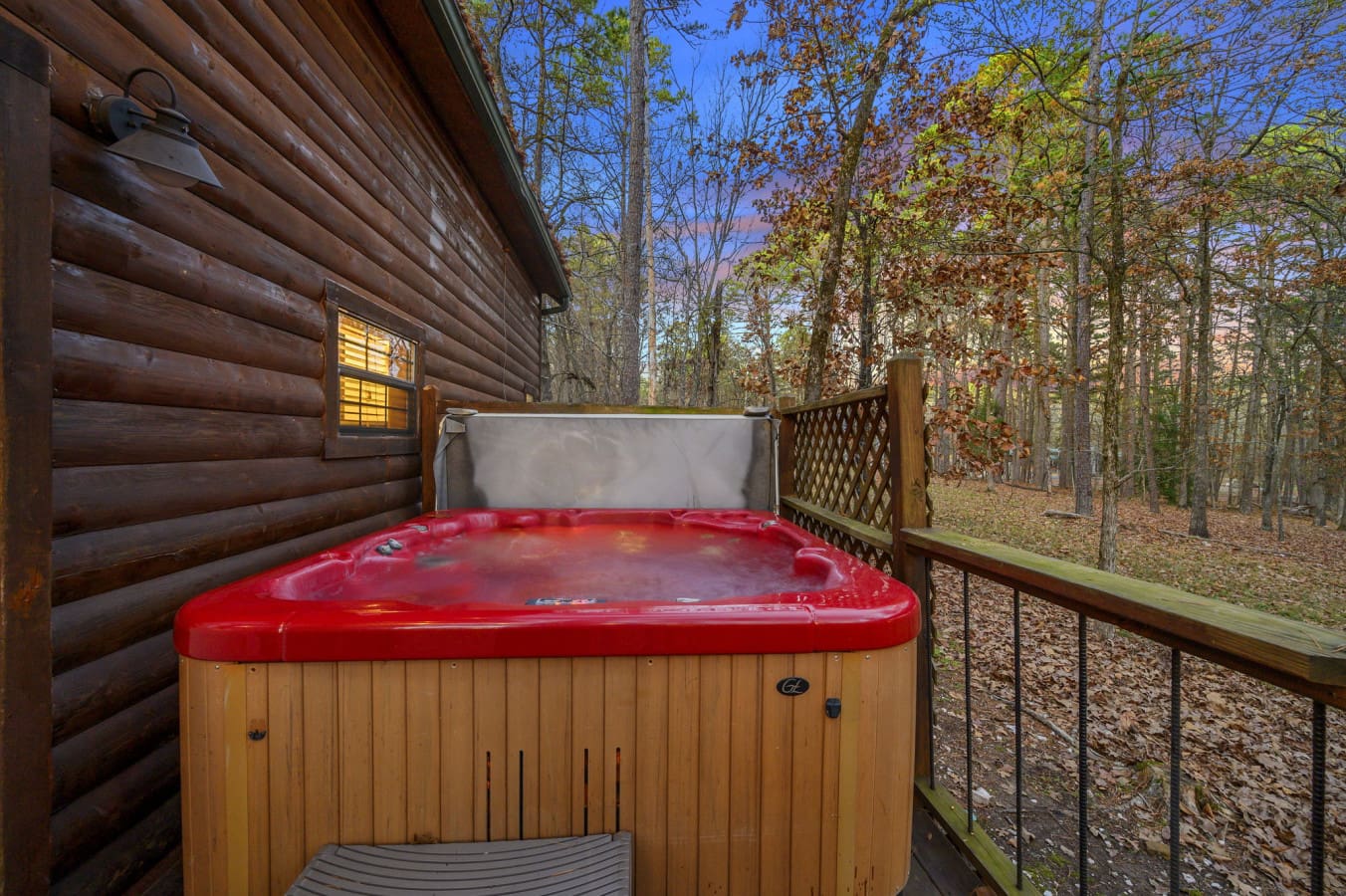 Relaxing hot tub area perfect for unwinding, soothing muscles, and enjoying a warm, calming soak during your stay.