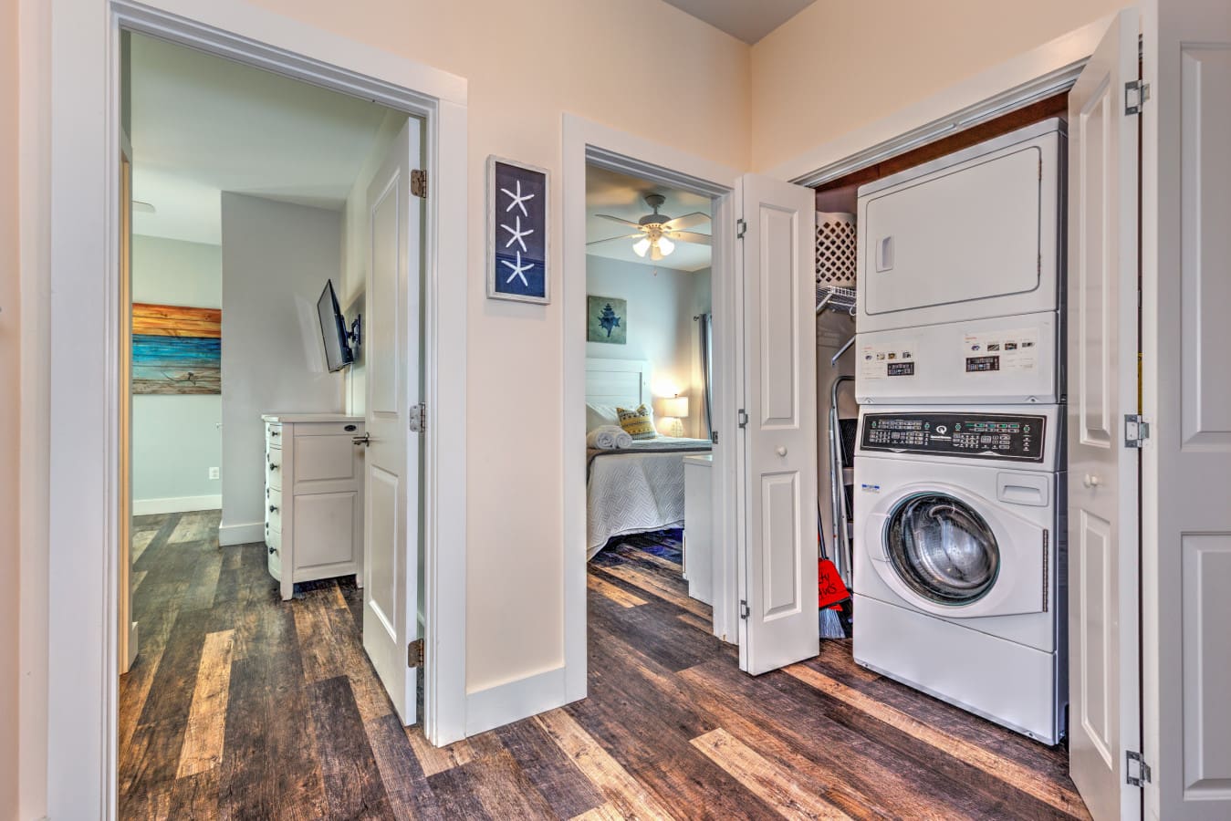 Washer and dryer for your convenience.