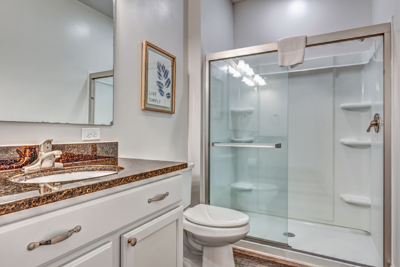 A bathroom that feels clean and calm.