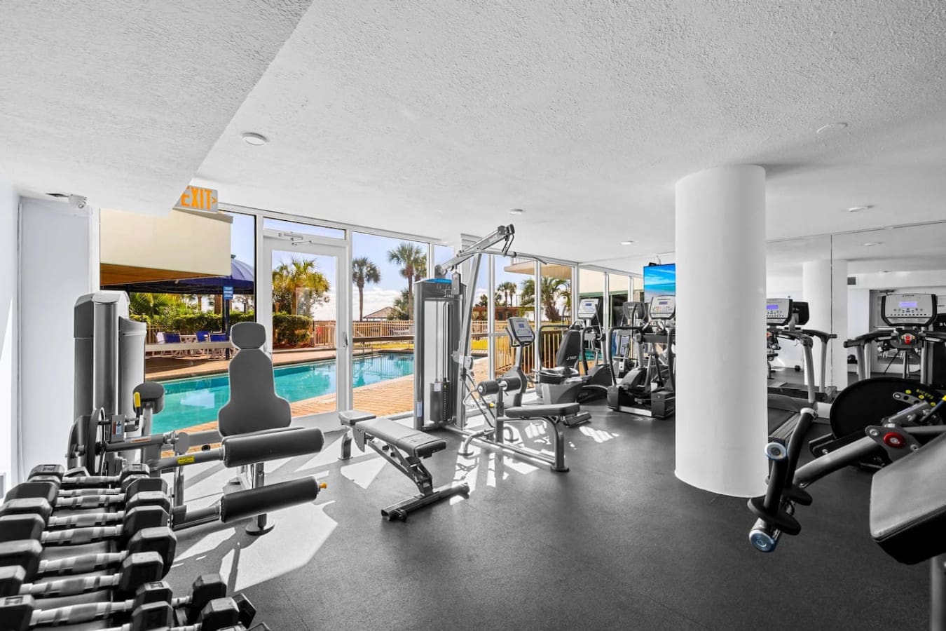 Get your workout in with floor-to-ceiling ocean views and all the equipment you need to stay in shape between beach days—this gym basically turns your fitness routine into a beachfront experience.