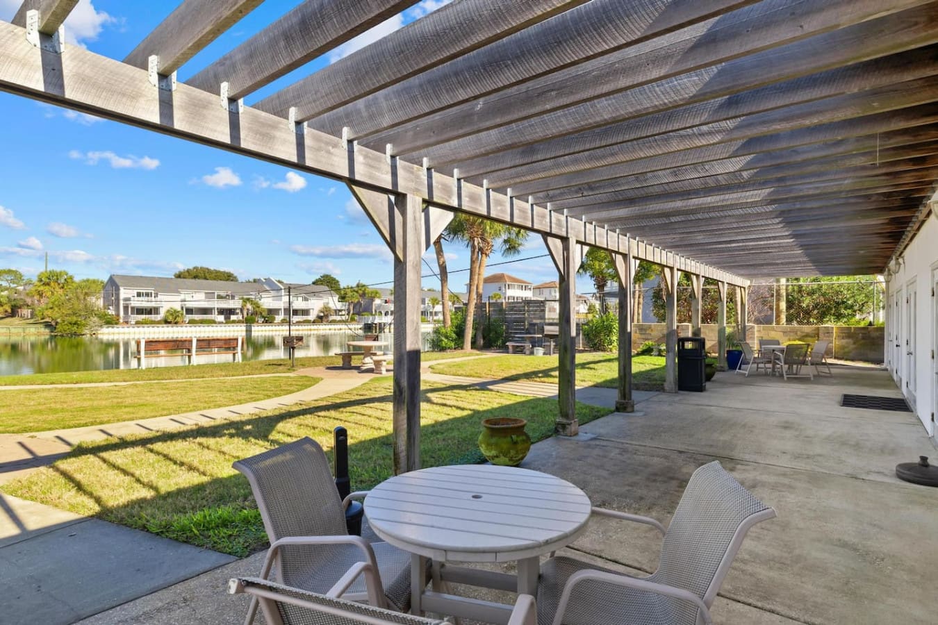 Cozy coffee talk area designed for relaxing conversations over a cup of coffee while enjoying the peaceful outdoor atmosphere.