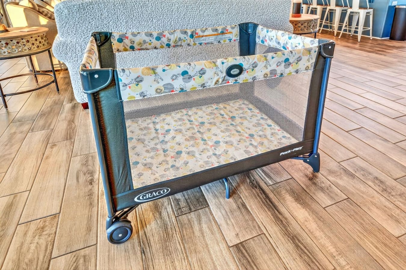 We've got a Pack 'n Play crib set up so your little one has their own cozy spot while you relax nearby.