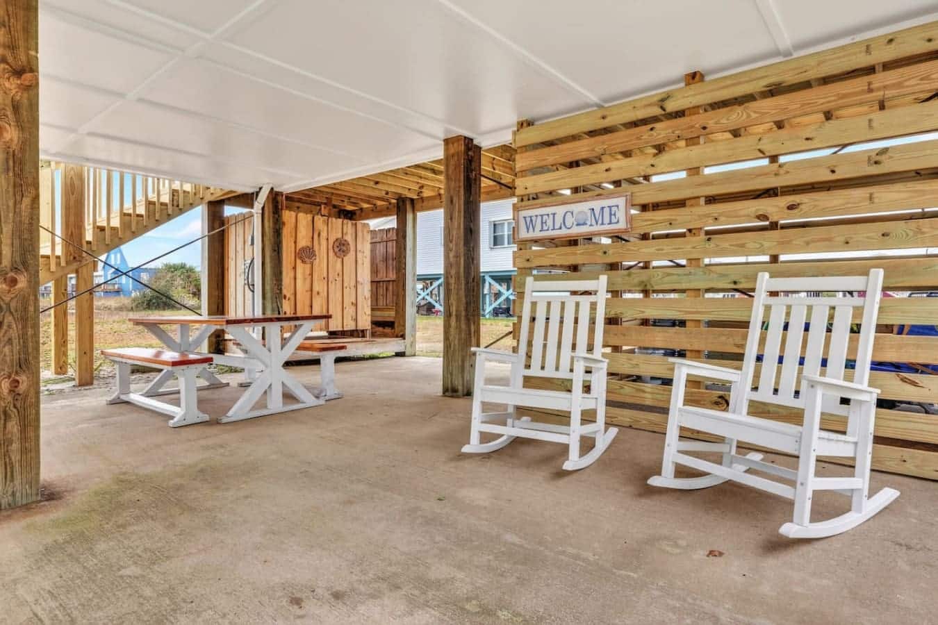 This covered pavilion is perfect for gathering with friends and family under the stars.
