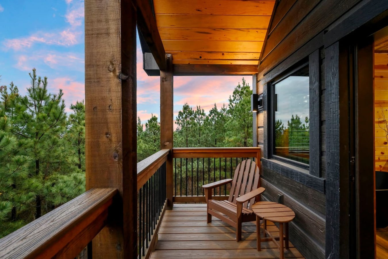 Wake up to endless forest views from your private covered deck with that perfect Adirondack chair.