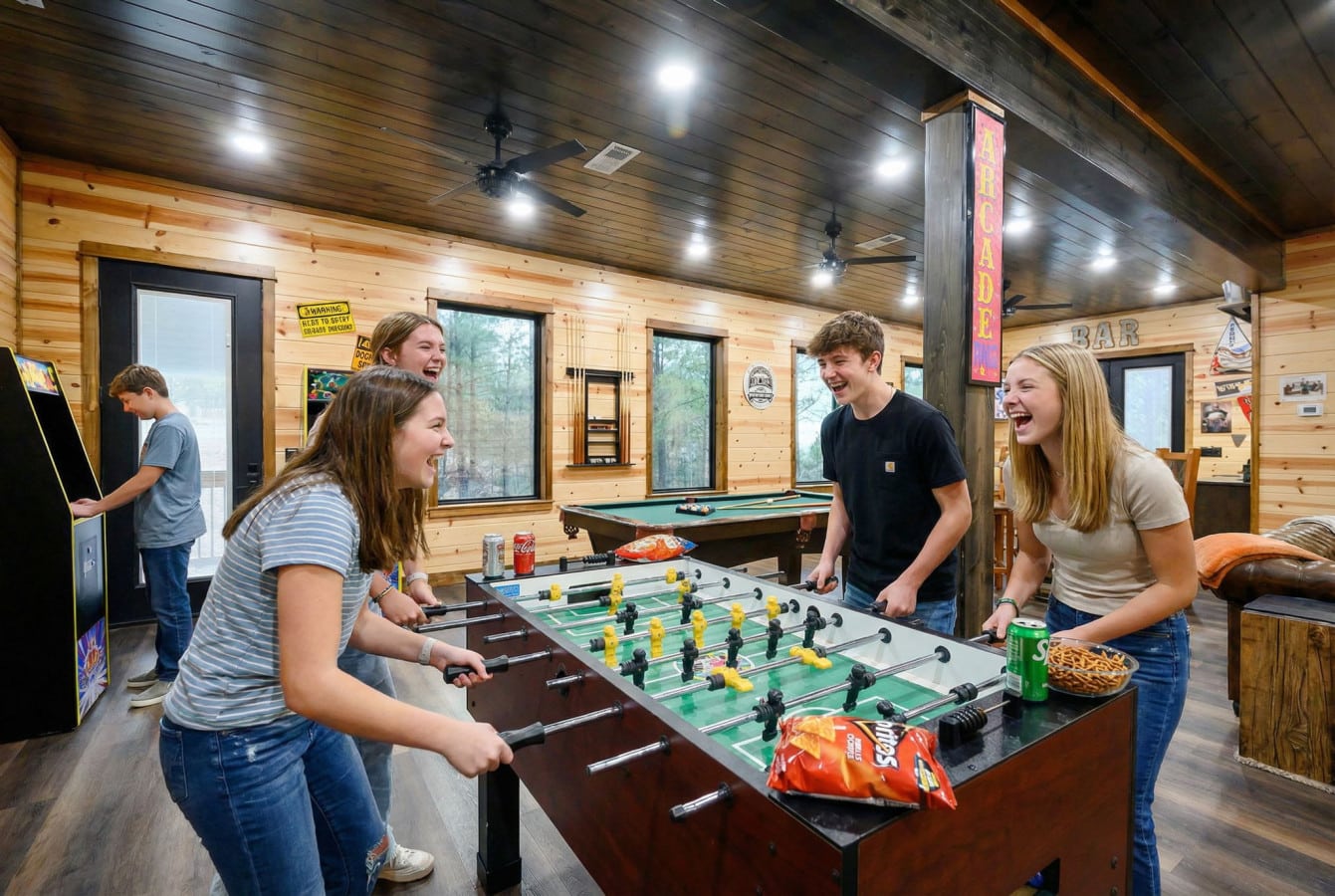 Hang out with friends in our game room complete with foosball, pool table, and arcade games.