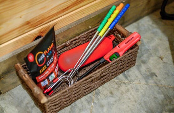 This little woven basket is basically the perfect spot to keep all your outdoor essentials within arm's reach—fire starter, colorful markers, and whatever else you need for a day of adventures.