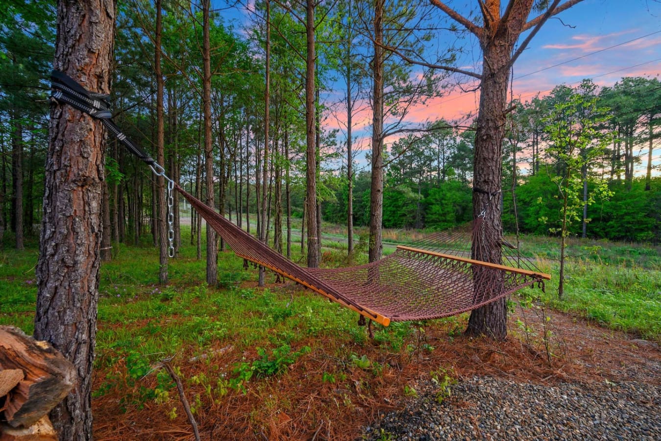 There's something peaceful about stringing up a hammock between the pines and watching that stunning sunset paint the sky while the forest stays perfectly quiet around you.