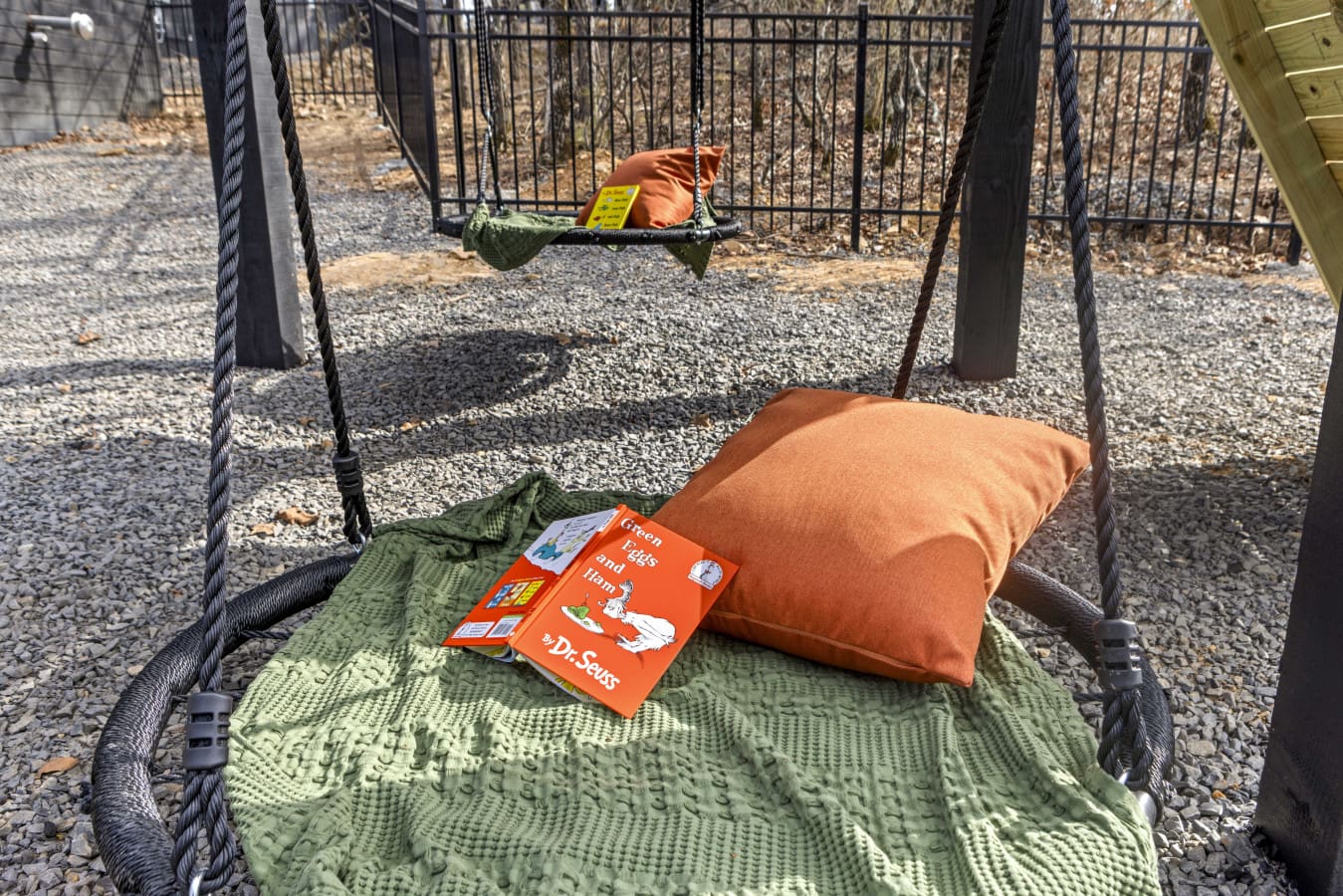 The kids can swing and read out here while you actually get a quiet moment to yourself.