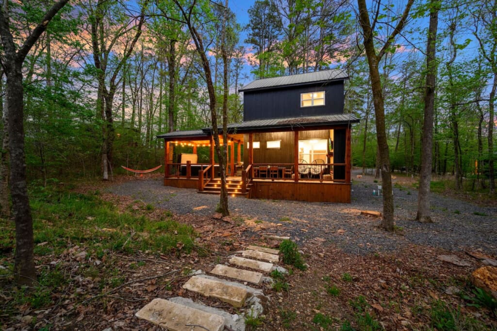 The well-equipped kitchen makes meal prep a breeze in your serene retreat.