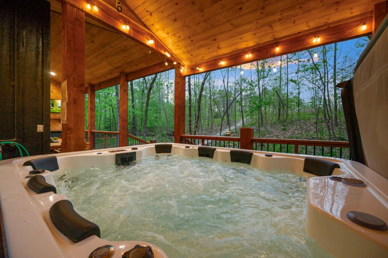 A rustic fireplace creates the perfect ambiance for chilly evenings.