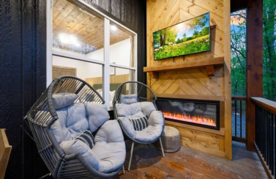Relax outdoors on the spacious deck, perfect for enjoying the peaceful pond.