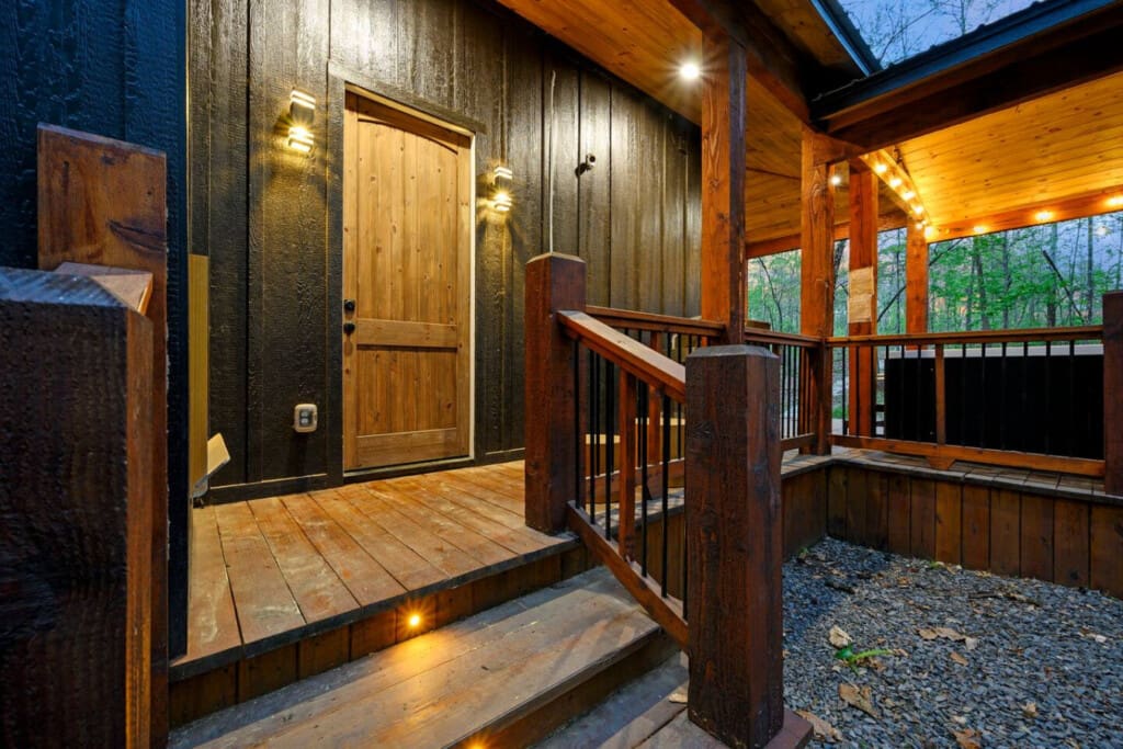 A rustic fireplace creates the perfect ambiance for chilly evenings.