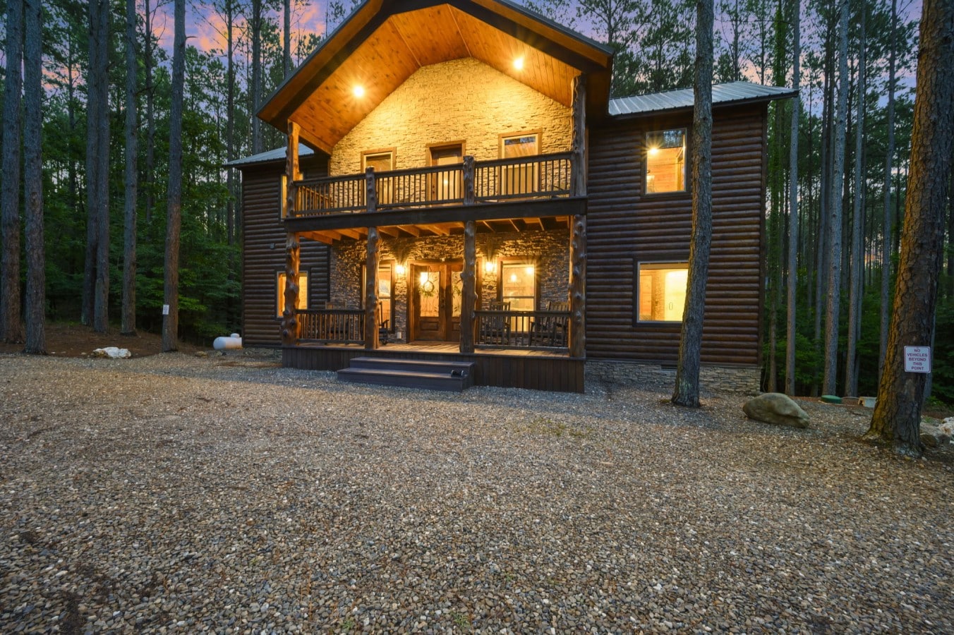 Rock on the covered porch and let the rustic charm welcome you home every evening.