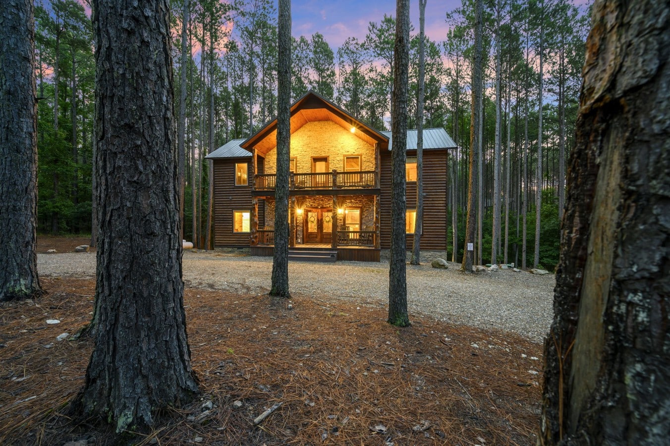 Your mountain escape glows with warmth the moment you pull into the driveway.