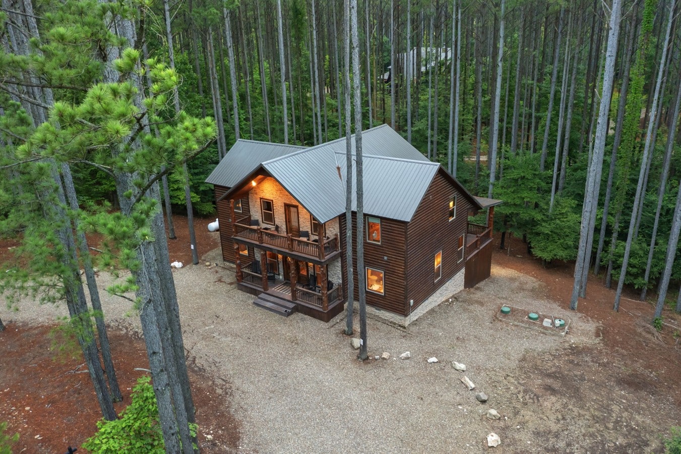 Hidden among the pines, this cabin offers the rare gift of true forest privacy.