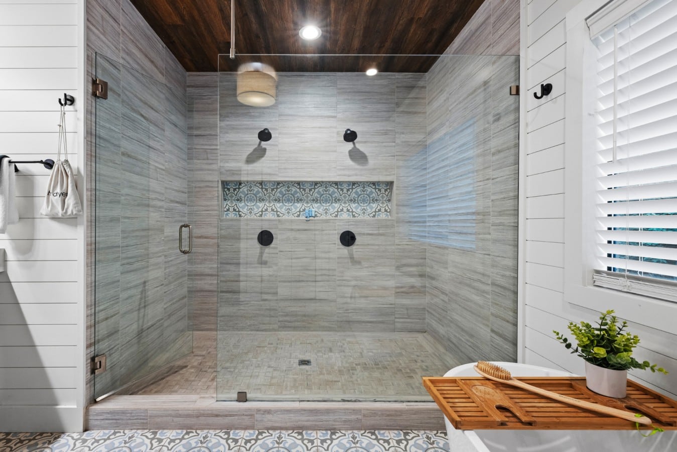 Second shower angle showing the spacious glass enclosure.